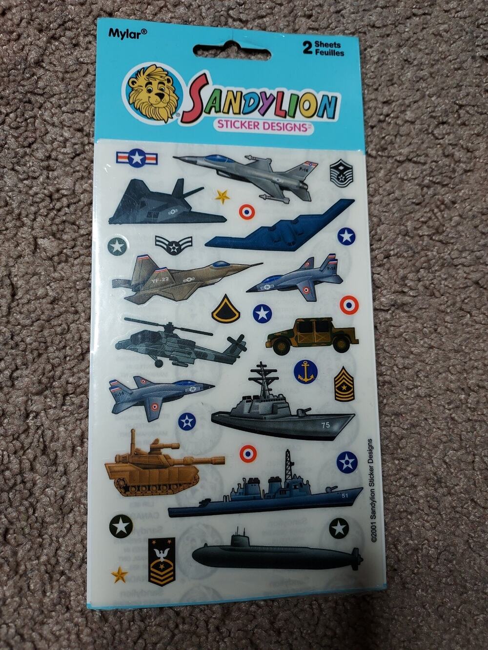 NEW Sandylion MILITARY NAVY ARMY AIR FORCE MARINES Stickers Vintage Rare 2001
